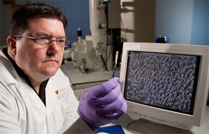 david carroll fiber solar cell 300x193 Wake Forest's Plastic Fiber Solar Cells Doubling Energy Output of Flat Ones